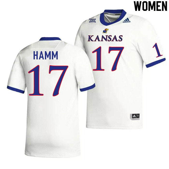 Women #17 Jaden Hamm Kansas Jayhawks College Football Jerseys Stitched Sale-White